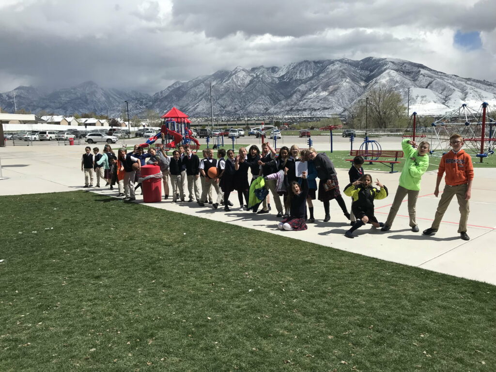 students on playground