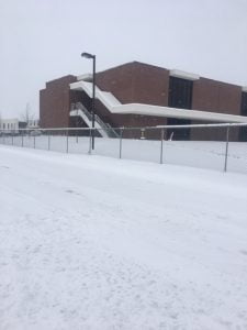 school with snow