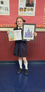 student with art award